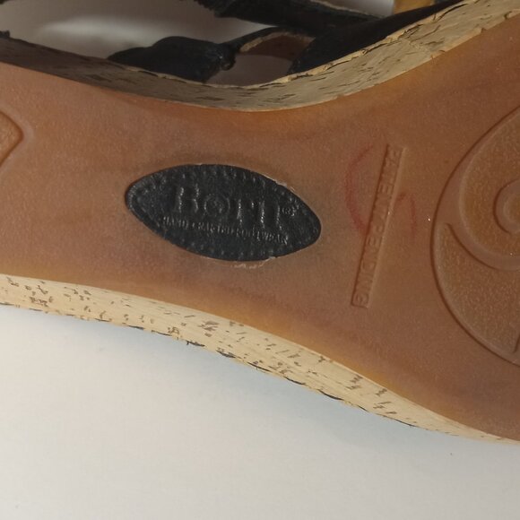 BORN Black Strappy Sandals Criss Cross Wedge Women Leather Shoes Size 8M - Picture 13 of 13